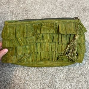 Mar Y Sol Green Ruffle Clutch
